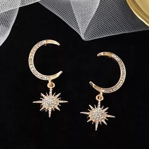 Gold Moon and Star Earrings